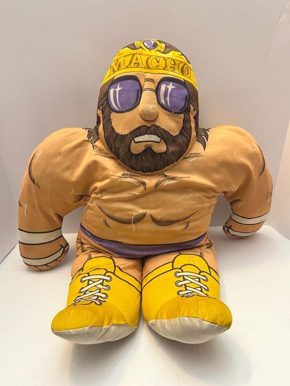 Vintage WWF Macho King Randy Savage Wrestling Buddy Plush AS IS Damaged